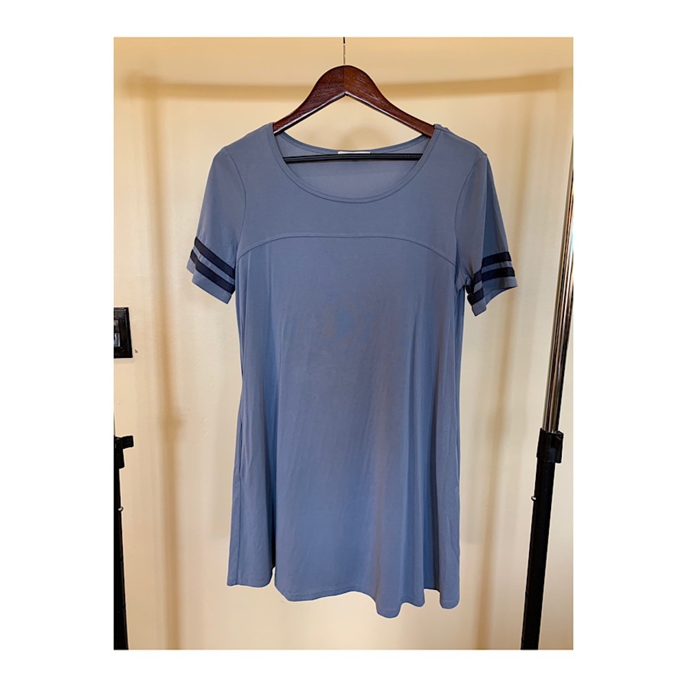 Blue jersey shirt dress
